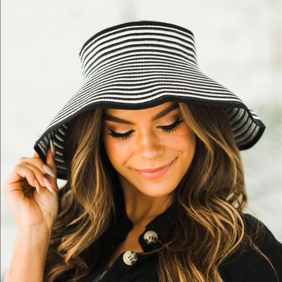 Striped packable straw visor - Picture 2 of 3